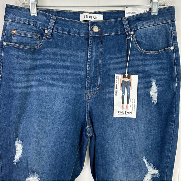 *NEW* Enjean Denim Mid-Rise Ankle Length Skinny Jean Plus Size 3X - Picture 2 of 8